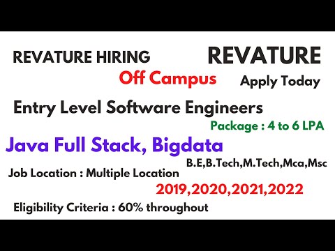 Revature Off Campus Drive 2022  || Entry Level Software Engineers || Freshers || Java ||