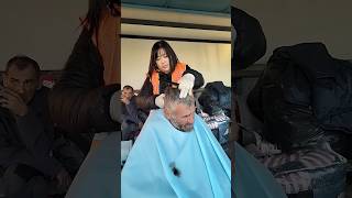 volunteers Charity Work Free Haircut and Free Clothes, Free Food to Homeless People #shortsvideo