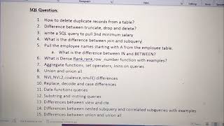 SQL interview questions for freshers and experience  ETL&Dataware house Testing Interview questions