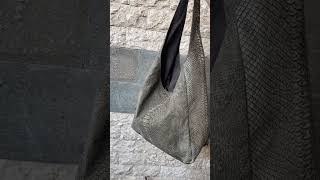 Genuine python skin grey bag. Shop online via links in bio #handbag #pythonbag #fashion #bigbag