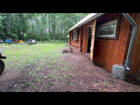 ONCE A YEAR we work in our CABIN. Forest log cabin off the grid