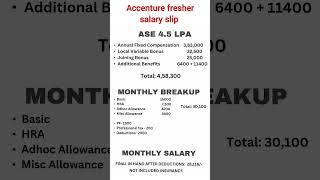 Accenture Fresher Salary Slip 2025 💼 | ASE 4.5 LPA CTC Breakdown #accenture #salaryslip #job#tcs