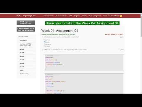 NPTEL Programming in Java Week 4 Assignment answers | July 2024