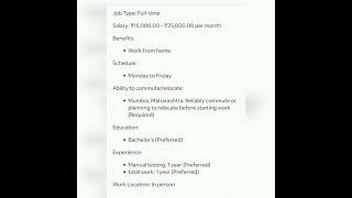 Software Test Engineer#wfh #fresher #experienced #getemployed #youtubeshorts #softwaretestingjobs