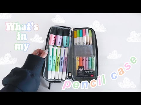 What's in my pencil case | with swatches ☁️