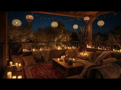 Cozy Boho Balcony Ambience at Night – Candles, Turkish Lamps & Autumn Calm