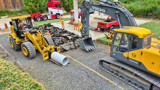 Stunning Road Rebuild and Water Pipe Work on RC Construction Site! RC 1:14 Scale!