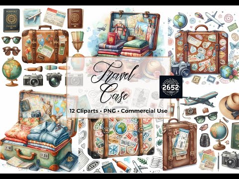 "Unveiling the Beauty: Watercolor Travel Case Clipart Collection"