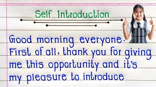 Self Introduction For College Students | Self Introduction In English |