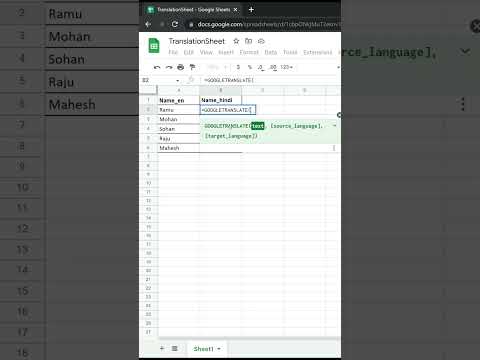 google sheet translate formula #shorts