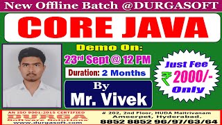 CORE JAVA Offline Training @ DURGASOFT