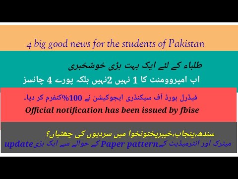 Special exams results|winter vacations|IBCC and fbise improvement policy|paper pattern 2021 22