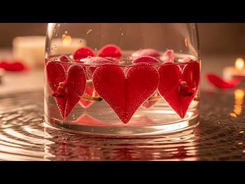 6 Hours Romantic Heart Flowers in Water 💗 Candlelit TV Art | Love Ambient Background 4K