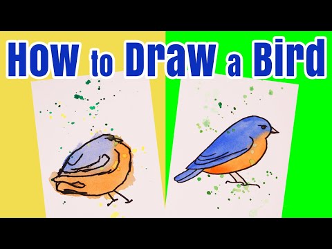 How to Draw a Bird Tutorial for Kids - Easy Watercolor Bird Painting Tutorial for Beginners