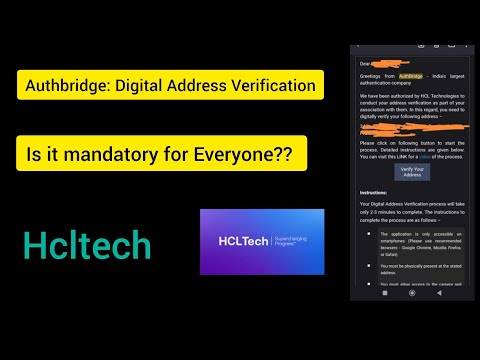 Hcl tech Adress verification mail |Auth Bridge  #  hclonboarding #hclrecruitment #hcltechnologies