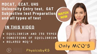 MDCAT/ECAT/UHS/Entry test/GAT subjective/NTS l Chapter #2 Vector and Equilibrium l MCQ'S  (Part 6)
