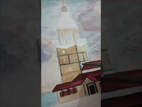 Kız kulesi sulu boya çizimi #kizkulesi #watercolor #painting #shorts