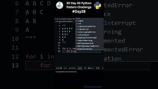 Day 28:  Easy Reverse Alphabet Triangle Pattern in Python | 30 Days of Code