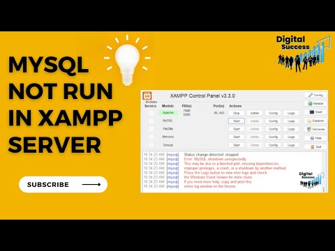 MYSQL NOT RUN  IN XAMPP SERVER | WORDPRESS ERROR | EASY WY TO SLOVE MYSQL ERROR | #DIGITALSUCCESS
