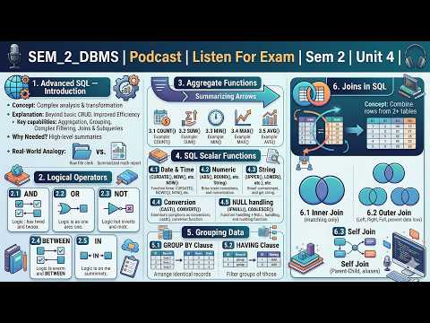 SEM 2 | DBMS | Advanced SQL: Joins, Aggregate Functions, Scalar Functions & Grouping (Full Unit 4)