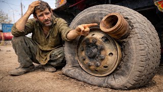 Shocking Incident! Broken Axle Entered Tire | Truck Stopped & Emergency Repair