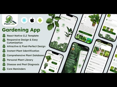 PlantLab - React Native Mobile App Template for Easy Gardening - Android/iOS UI Kit