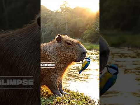 Capybara’s Morning Spa | Nature’s Gentle Giant 🦫🌅 #natureshorts #birds #wildliferescue #animals