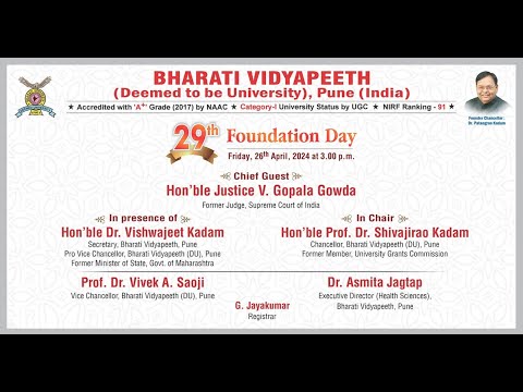 29th Foundation Day - BHARATI VIDYAPEETH (Deemed to be University), Pune (India)