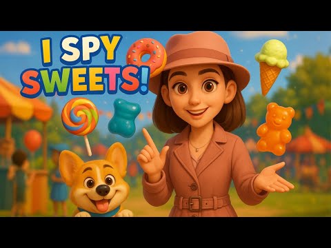 I Spy Sweets Part 1 – Can You Find the Lollipop, Donut & More? | ESL Game for Kids | Learn English 