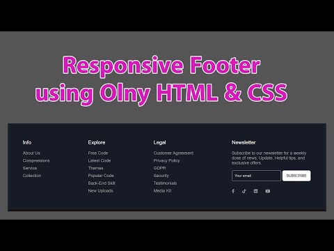 Responsive Footer Using  Only HTML and  CSS