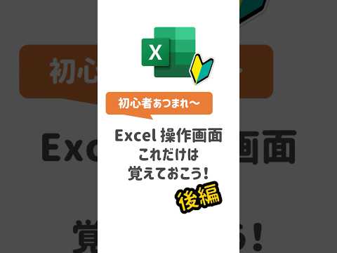 【Excel基本操作】Excel初心者さん必見！Excel操作画面で最低限覚えておこう　後編 #Excel初心者 #エクセル初心者