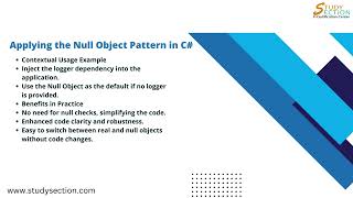 Learn the Null Object Pattern in C#| #StudySection