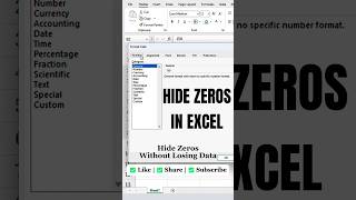 Stop Deleting Zeros! Hide Them in Excel Like a Pro  #exceltips