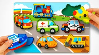 Best Learning Vehicles with Puzzles | Preschool Toddler Learning Video for Kids & Toddlers
