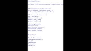 Simple Calculator (Python Code)