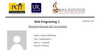web project Task 02 | 1st Year | eshop web Aplication sign up process  | Java Institute |