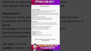 Job Opening: Flutter Developer | First Job Go
