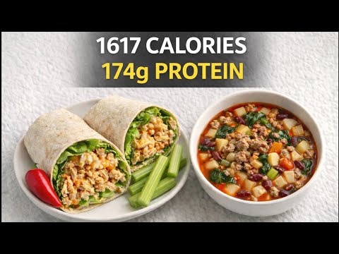1617 Calorie High-Protein Meal Prep For Cutting | Buffalo Chicken Wrap & Turkey Minestrone