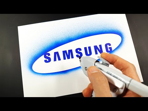 How to draw the SAMSUNG logo with a stencil | Logo art | Stencil art