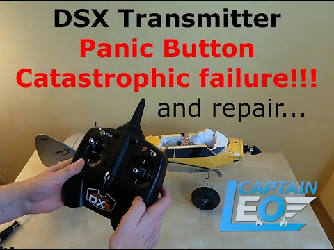 DSX Transmitter Panic Button Catastrophic Failure : DSX panic button repair : Carbon Cub S2 Crash