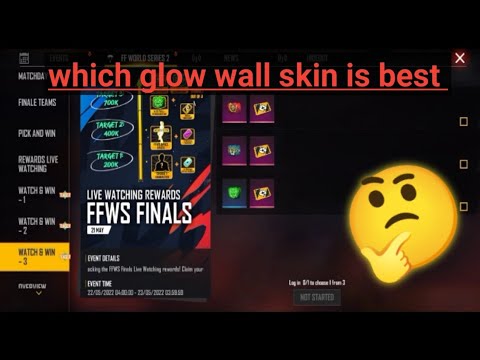 which is best glow wall skin || free fire max free glow wall skin || #freefiremax #champer