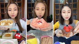 asmr mukbangasmr/kwai dessert mukbang,/mochi eating,creperoll cake chocolate #asmr