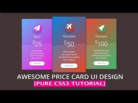 Price Table User Interface Design with HTML5 CSS3 | How to create pricing table -Pure CSS Tutorials