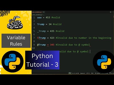 Variable Rules | Python Tutorial - 3 (Python Full Course) #python #variables
