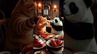 AI Cat Cooks Crayfish and Drinks Beer with a Panda – Funny AI Animation!