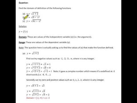 Finding the domain of a function __ part (a)