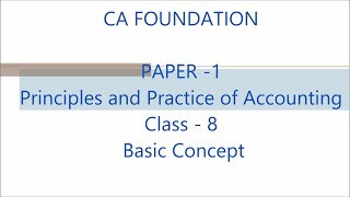 CA FOUNDATION - PAPER - 1 ACCOUNTING - CLASS - 8 basic concept #CAFOUNDATIONREVISION