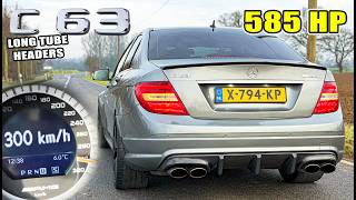 585HP Mercedes C63 AMG 6.2 V8 *LONG TUBE HEADERS!!* // 300KMH on AUTOBAHN