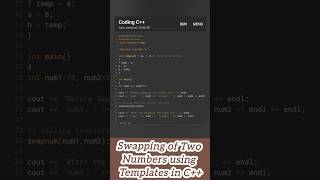 Swapping of two numbers using templates in c++ #swapping #numbers #cpp
