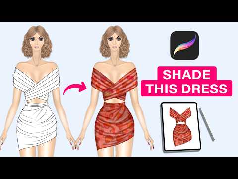 Flat Dresses? How to Shade a Draped Bodice in Procreate for Beginners (Fashion Illustration: Part 9)